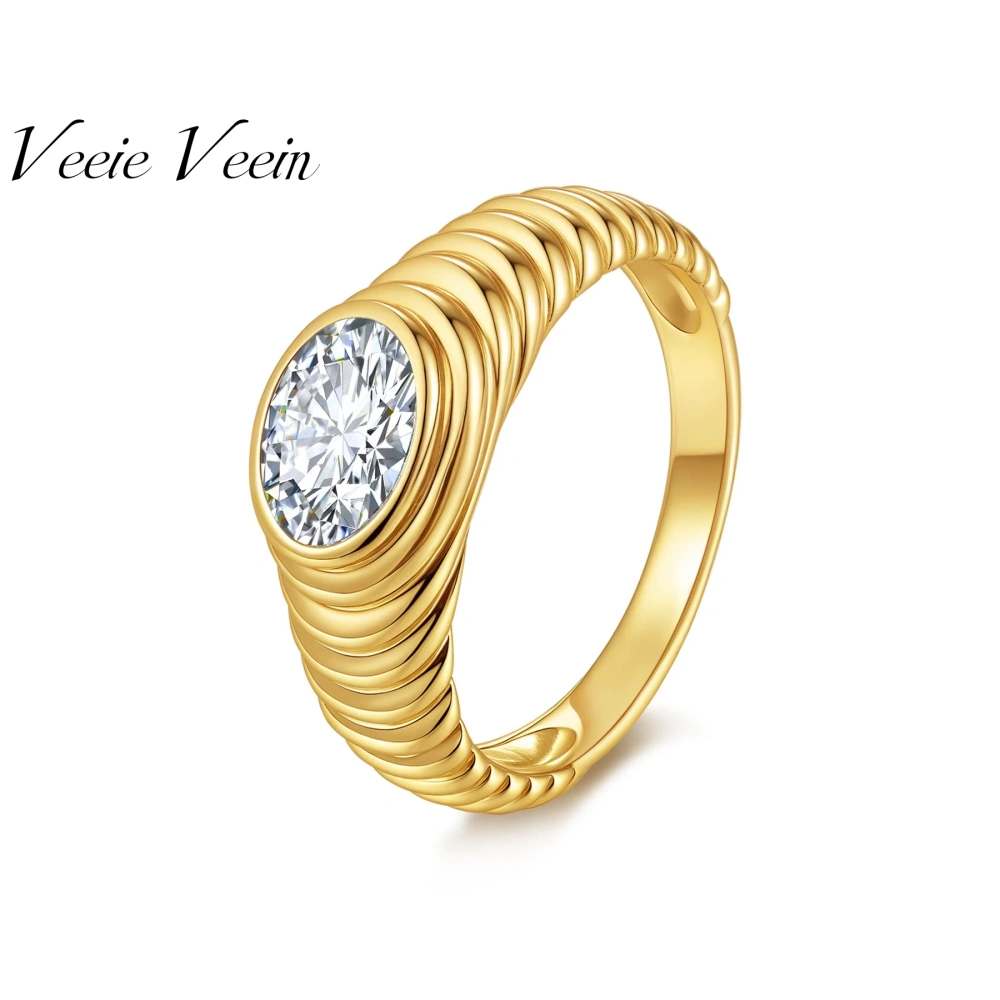 Veeie Veein Luxury Brand S925 Sterling Silver GRA Certificate Ring 6*8 Oval Moissanite Niche Retro Thread Jewelry