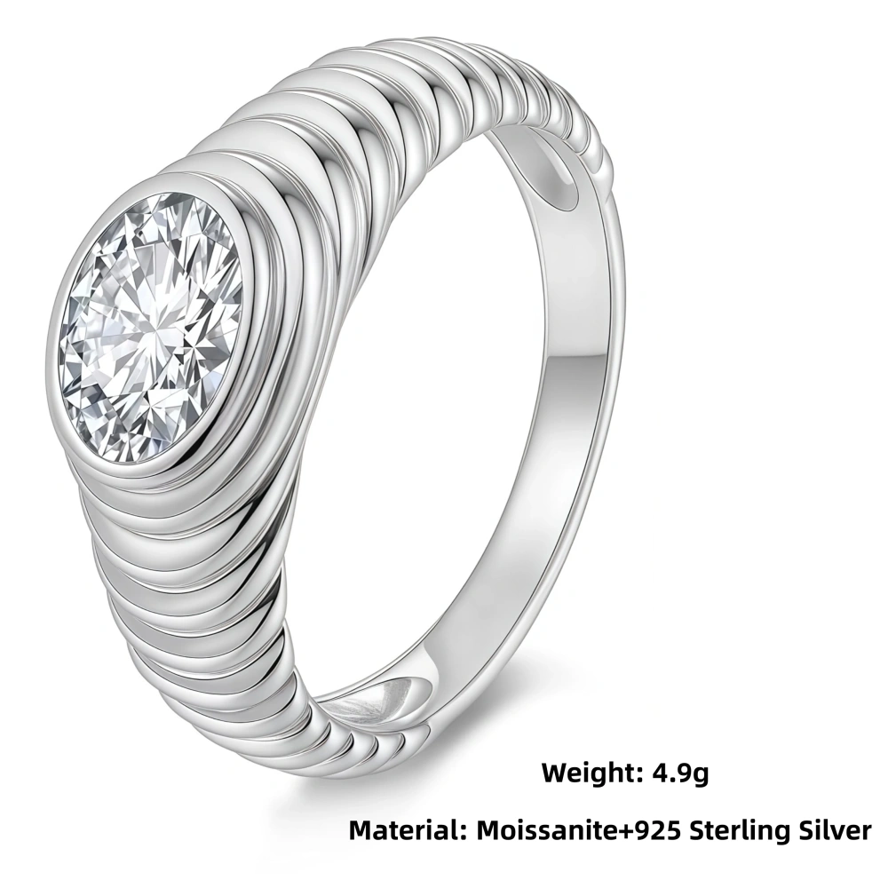 Veeie Veein Luxury Brand S925 Sterling Silver GRA Certificate Ring 6*8 Oval Moissanite Niche Retro Thread Jewelry