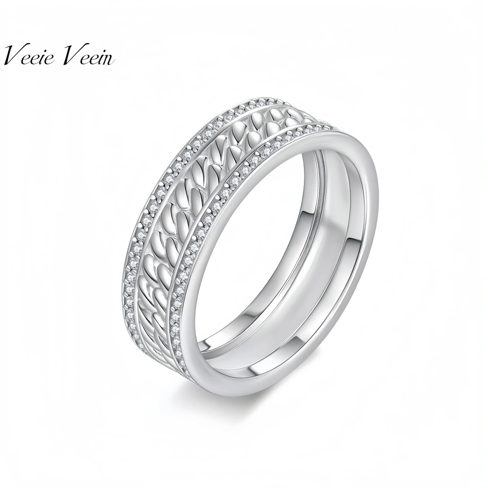 Veeie Veein Luxury Brand New Products S925 Sterling Silver GRA Certificate Ring Wide Face Jewelry For Women Party Ring
