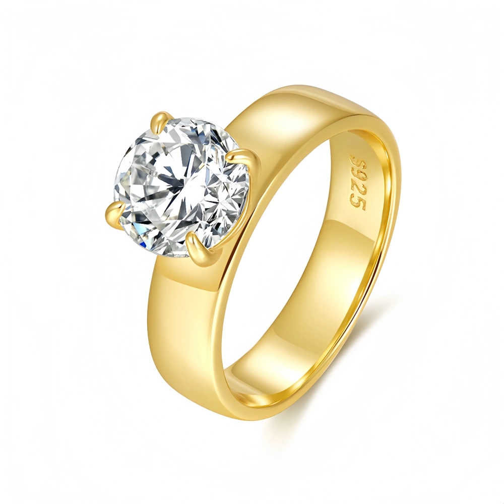 Veeie Veein Fashion S925 Sterling Silver Ring Moissanite GRA Certificate 2 Carats Four Claws Ring Trend Ring Jewelry