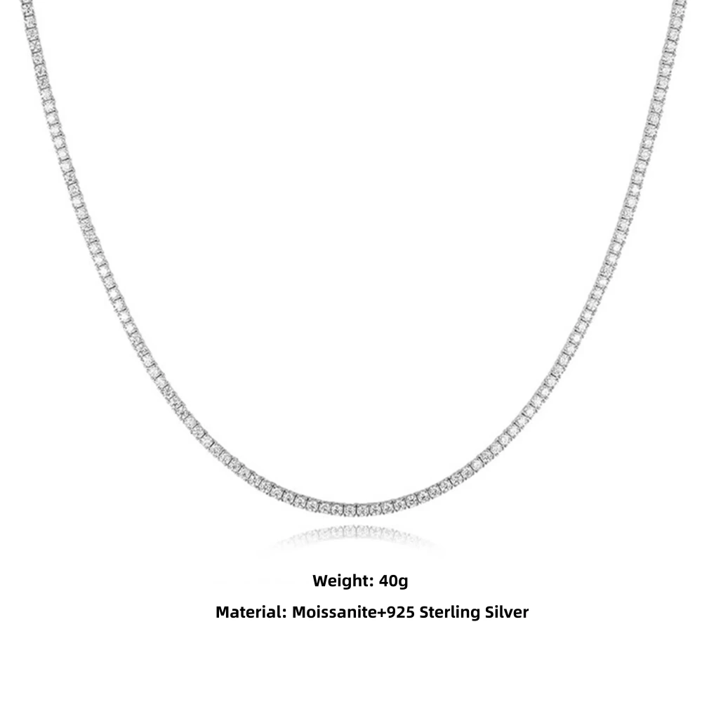 Veeie Veein Luxury Brand S925 Sterling Silver Necklace Tennis Chain Collarbone Chain Hot-Selling Ins-Style Necklace Jewelry