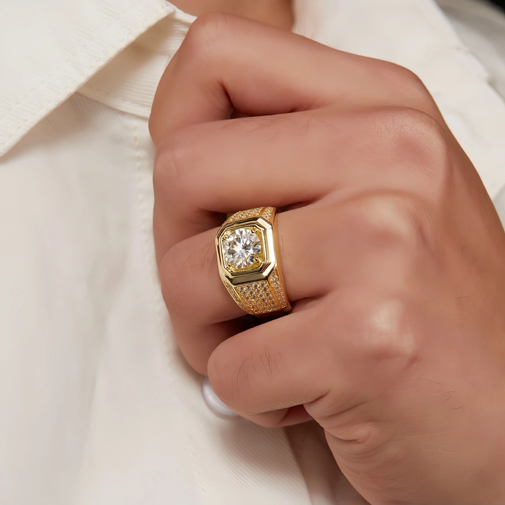 Veeie Veein Luxury Brand S925 Sterling Silver Luxury Brand Designer 2-Carat Moissanite Ring For High-End Man Ring Jewelry