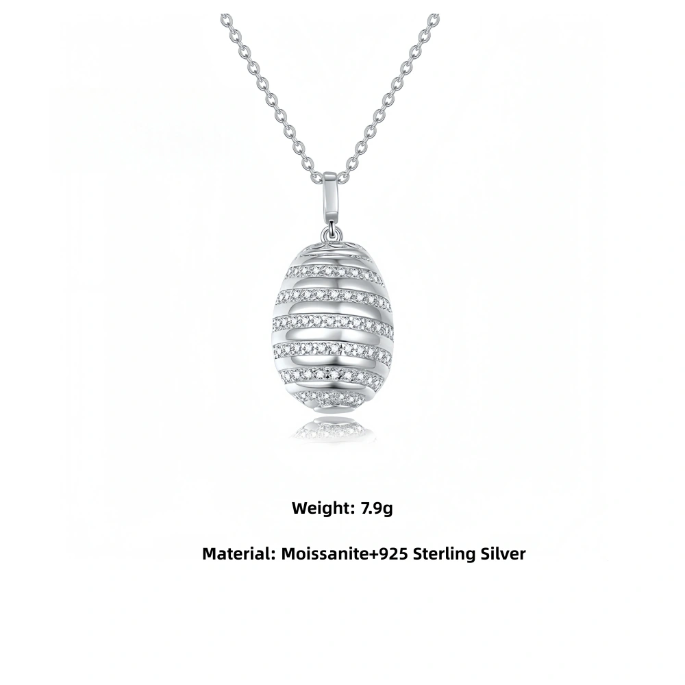 Veeie Veein Luxury Brand S925 Sterling Silver Moissanite Necklace With Egg Shaped Pendant Woman Necklace Jewelry