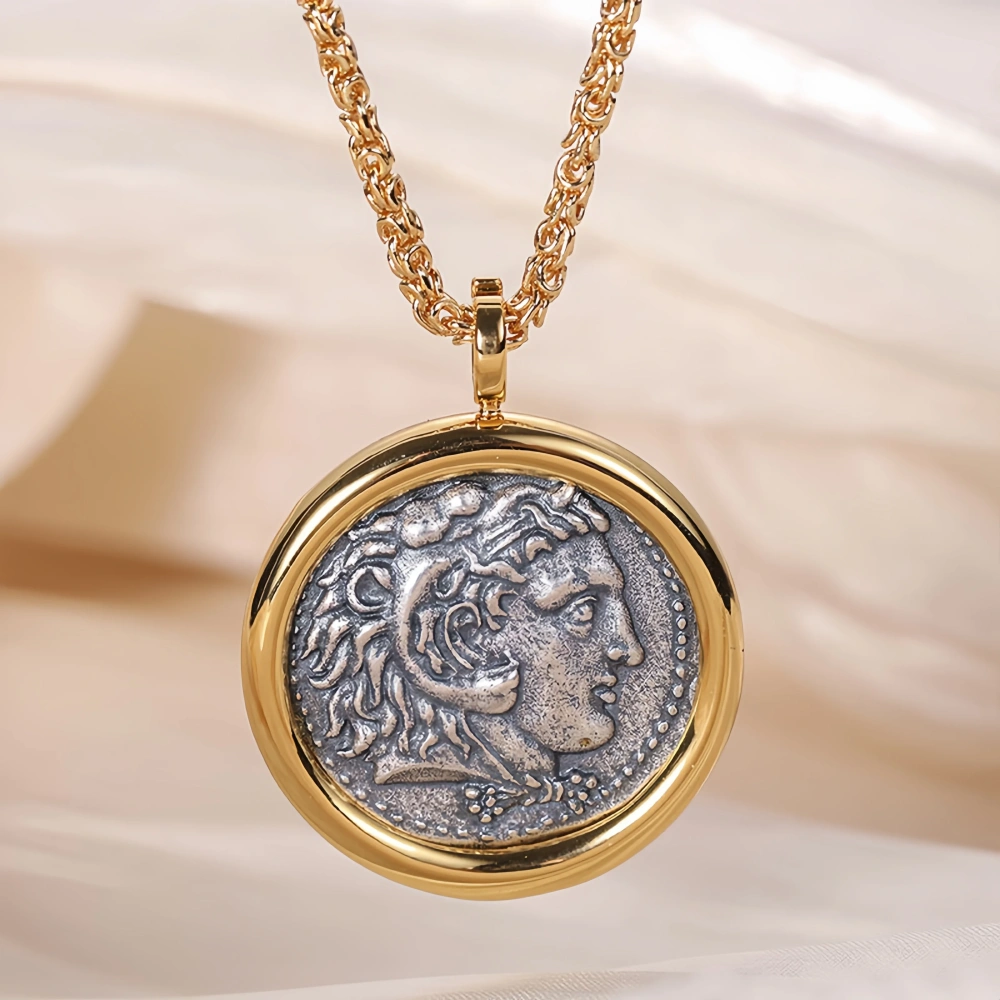 Mushan Luxury Brand S925 925 Sterling Silver Hercules Ancient Coin Necklace 18k Gold Plated Necklaces Fine Jewelry
