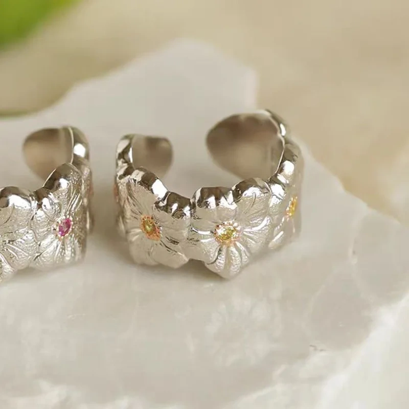 Mushan Luxury Brand The Cross-Border Best-Selling Daisy Gardenia Silver Ring Has Become A Bestseller On Xiaohongshu