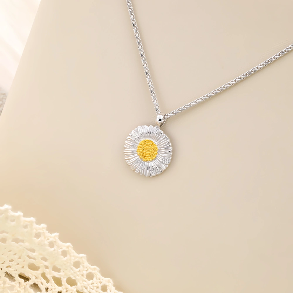 Mushan Luxury Brand Brushed Flower Daisy Necklace 18k Gold Plated 925 Sterling Silver Pendant Necklaces Fine Jewelry