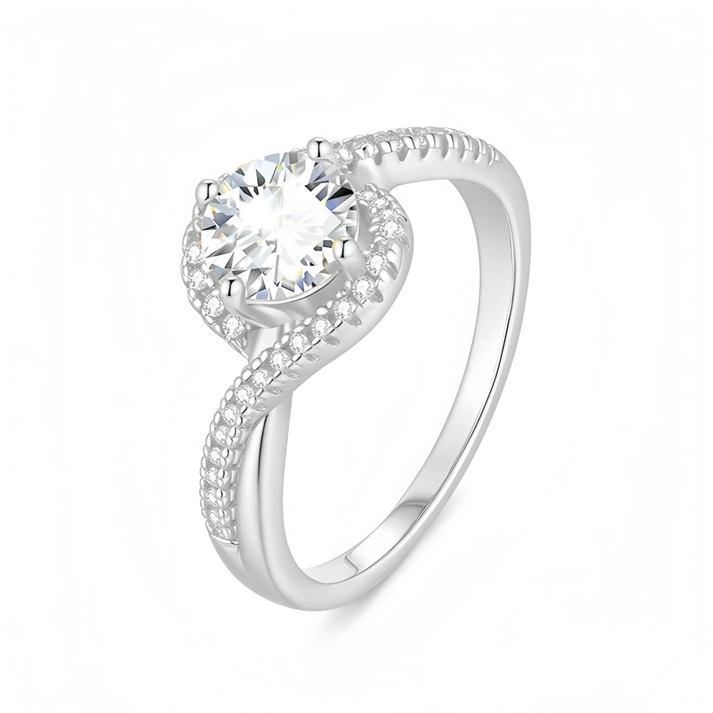 Veeie Veein Luxury Brand Designer Fashion S925 Sterling Silver Ring Moissanite GRA 1-Carat Ring Trend Ring Jewelry