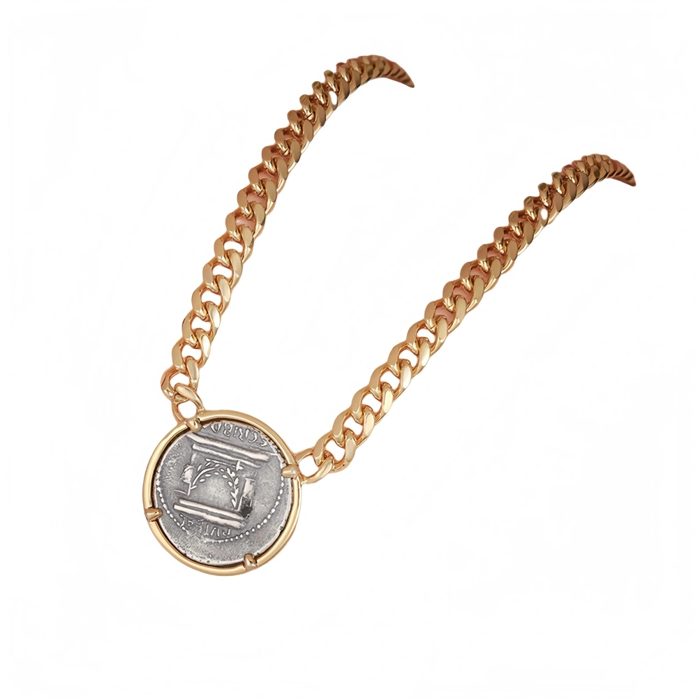 Mushan Luxury Brand Lucky Goddess Venus Pure Silver Ancient Coin Necklace  925 Silver Collarbone Chain  Retro Coin Necklace