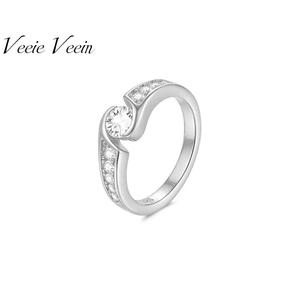Veeie Veein Luxury Brand Products GRA Certificate S 925 Sterling Silver Inlaid Irregular-Shaped Oval Moissanite Ring Jewelry