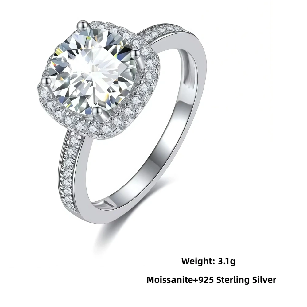 Veeie Veein Luxury Brand S925 Sterling Silver Set With 1-Carat Moissanite Four-Prong Ring GRA Certificate Women Ring Jewelry
