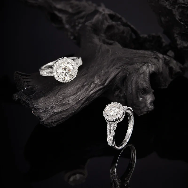 Veeie Veein Luxury Brand New Products Fashionable 925 Sterling Silver 1-2ct Moissan GRA Certificate Ring For Women