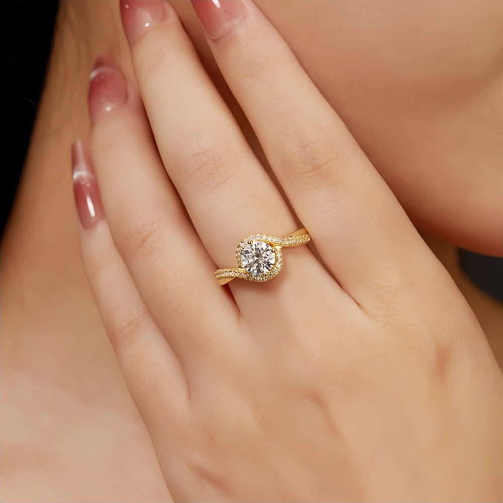 Veeie Veein Luxury Brand Designer Fashion S925 Sterling Silver Ring Moissanite GRA 1-Carat Ring Trend Ring Jewelry