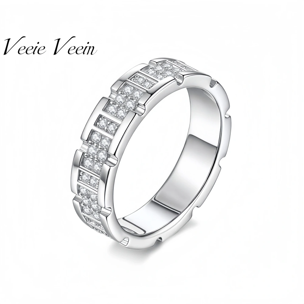 Veeie Veein Luxury Brand S925 Sterling Silver Women Ring Set With Moissanite Square Geometric Arrangement Ins Accessories