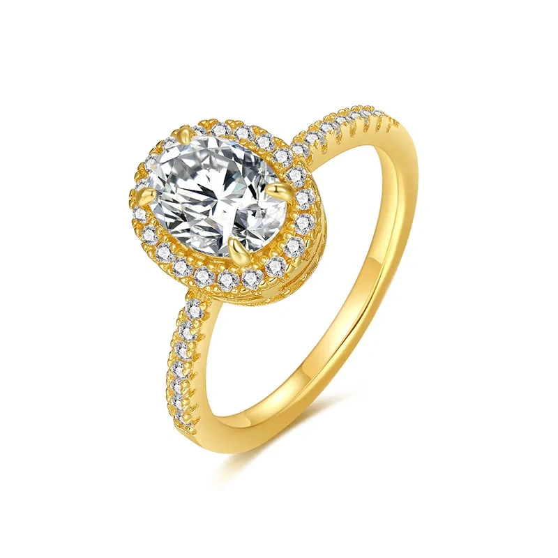Veeie Veein Luxury Brand High Quality Fashion 6*8 Oval Claw Inlay Moissanite GRA Certificate Ring S925 Sterling Silver Jewelry