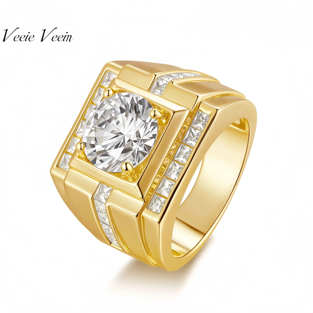 Veeie Veein Luxury Brand Products GRA Certificate S 925 Sterling Silver Inlaid Irregular-Shaped 4CT Moissanite Ring Jewelry