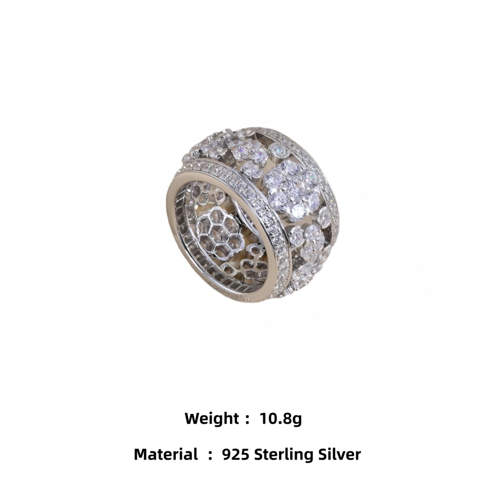 Mushan Luxury Brand Snow Flake Flower Zircon Ring 925 Sterling Silver Rings Fashion Jewelry Accessories