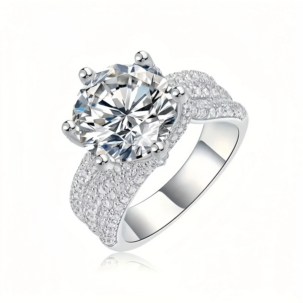 Veeie Veein Luxury Brand S925 Sterling Silver Ring Set With 5-Carat Moissan Stone Exudes  Sense Of Feminine Elegance
