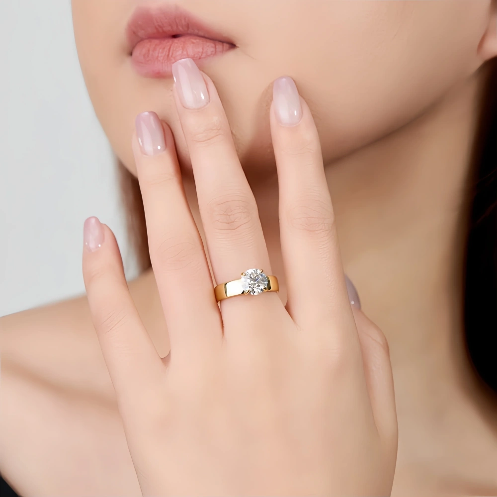 Veeie Veein Fashion S925 Sterling Silver Ring Moissanite GRA Certificate 2 Carats Four Claws Ring Trend Ring Jewelry