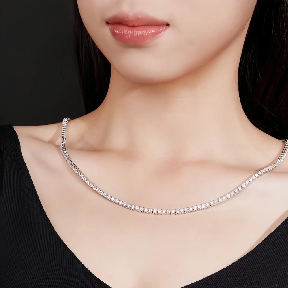 Veeie Veein Luxury Brand S925 Sterling Silver Necklace Tennis Chain Collarbone Chain Hot-Selling Ins-Style Necklace Jewelry