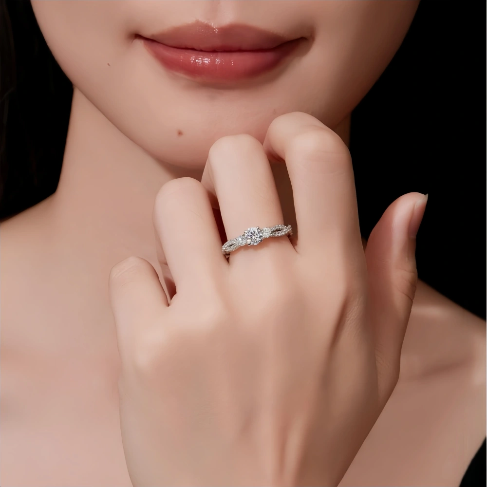 Veeie Veein Luxury Brand 0.5 Carats -1 Gram 2 Carats Wedding Moissanite GRA Certificate Ring S925 Sterling Silver Jewelry