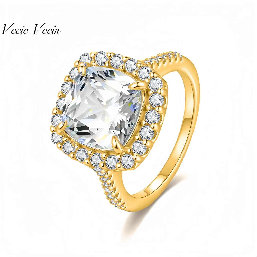 Veeie Veein Luxury Brand S925 Sterling Silver Inlaid Moissanite Ring Female Four Claw 5 Grams GRA Certificate Ring Jewelry