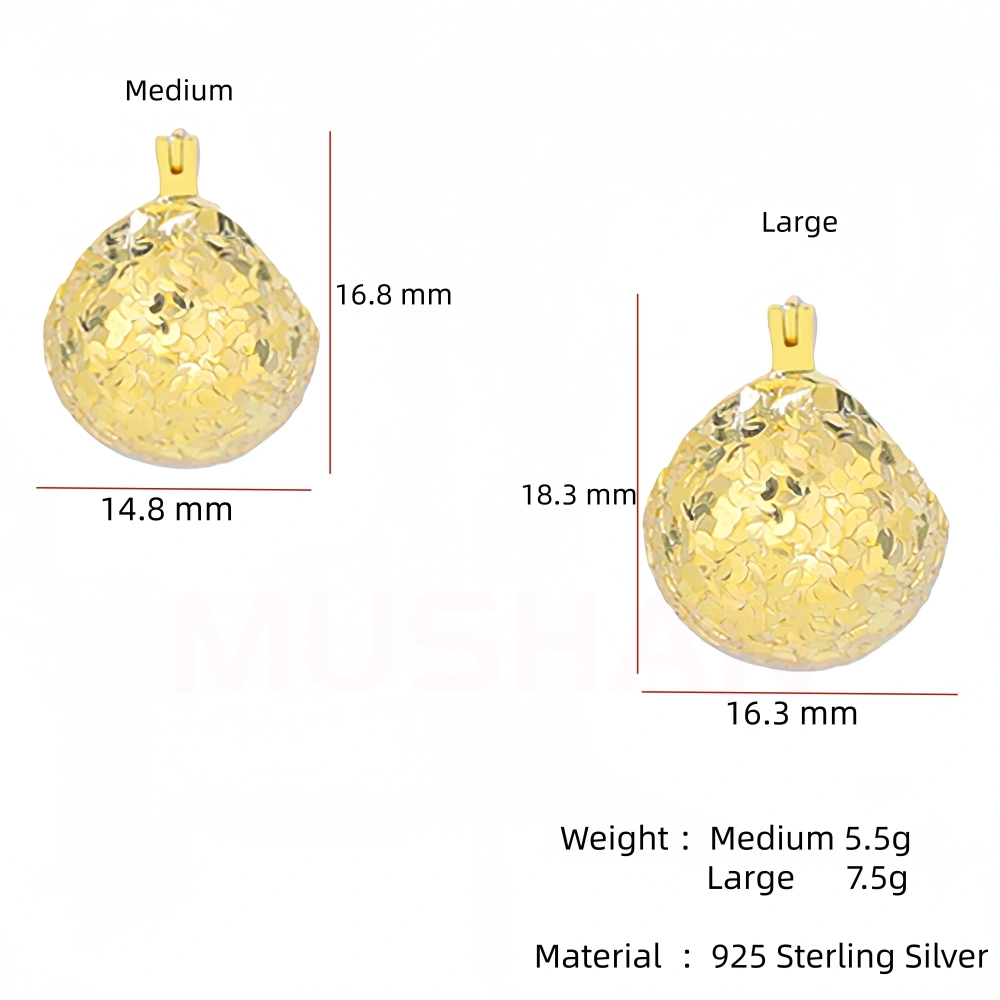 MuShan Luxury Brand Lrregular Bulb Pinecone Earrings Ear Studs Brushed Gold 18K Gold Plated 925 Sterling Silver Stud Earrings
