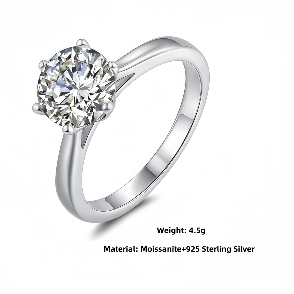 Veeie Veein Luxury Brand High Quality 1-2-3 Carat Claw Inlay Moissanite GRA Certificate Ring S925 Sterling Silver Jewelry