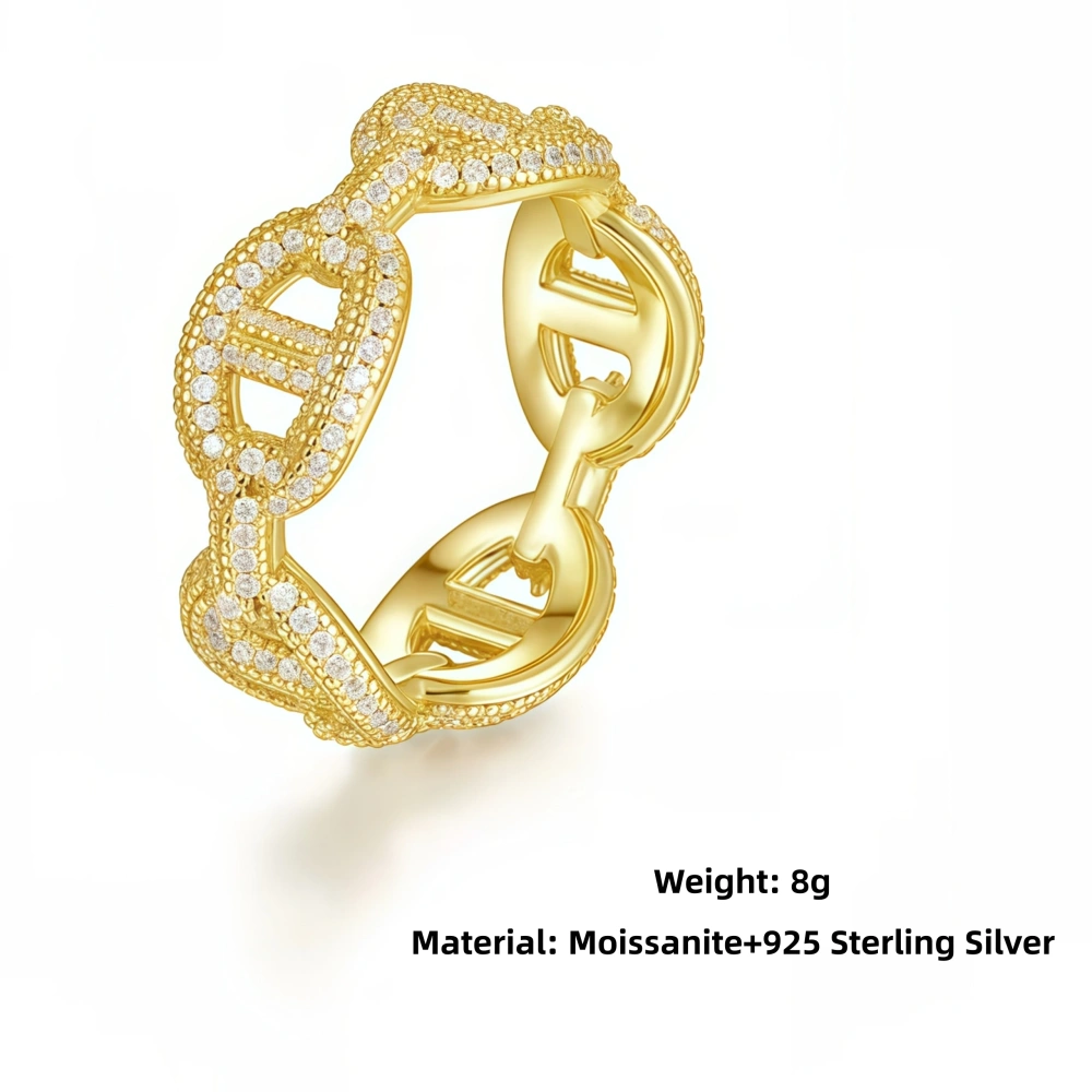 Veeie Veein Luxury Brand Moissanite Ring S925 Sterling Silver GRA Certificate Ring Trendy Accessory For Men'S Pig Noses