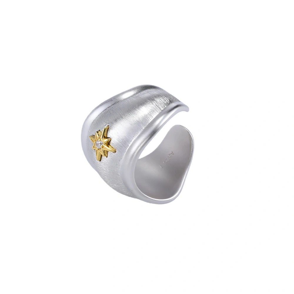 Mushan Luxury Brand High Quality Mid Style Starlight Brushed Ring  French Retro High End WomenS Ring Tail Ring Jewelry