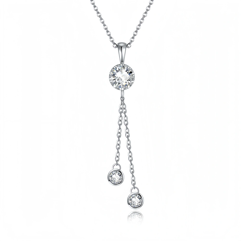 Veeie Veein Luxury Brand Moissanite Necklace S925 Sterling Silver Irregular Tassel Pendant Classic  Women Necklace Jewelry