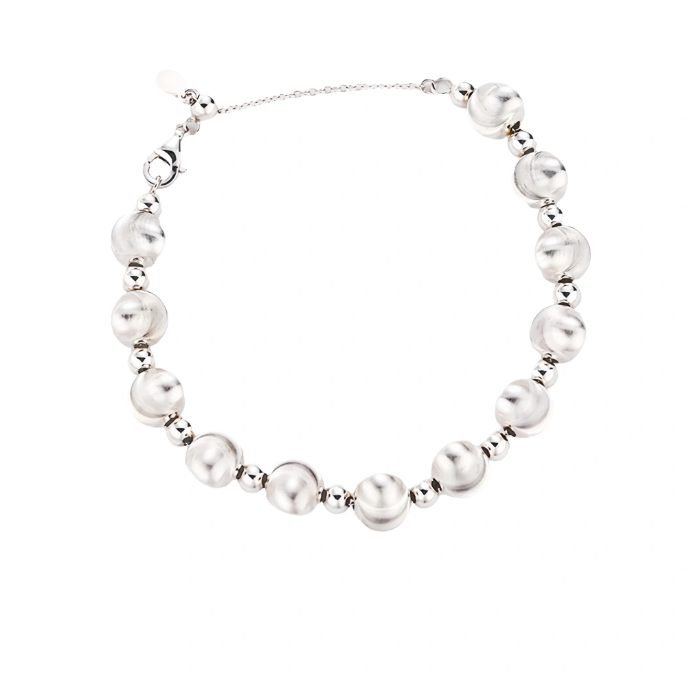 Mushan Luxury Brand Cat Eye Brushed Beaded Bracelet For Women New Italian Laser Pure Silver Gold-Plated Jewelry