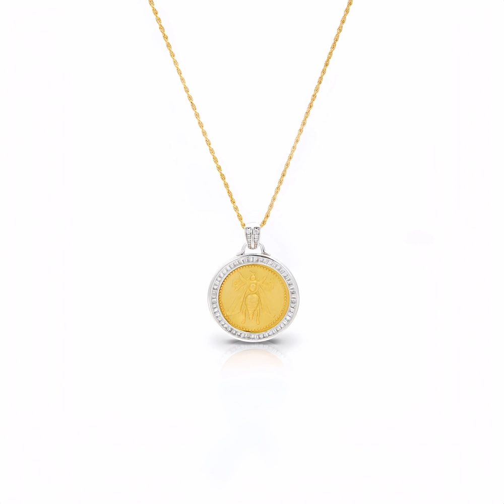 Mushan Luxury Brand Retro Style S925 Sterling Silver Exquisite Embossed Ancient Coin Bee Pendant WomenS Necklace Jewelry