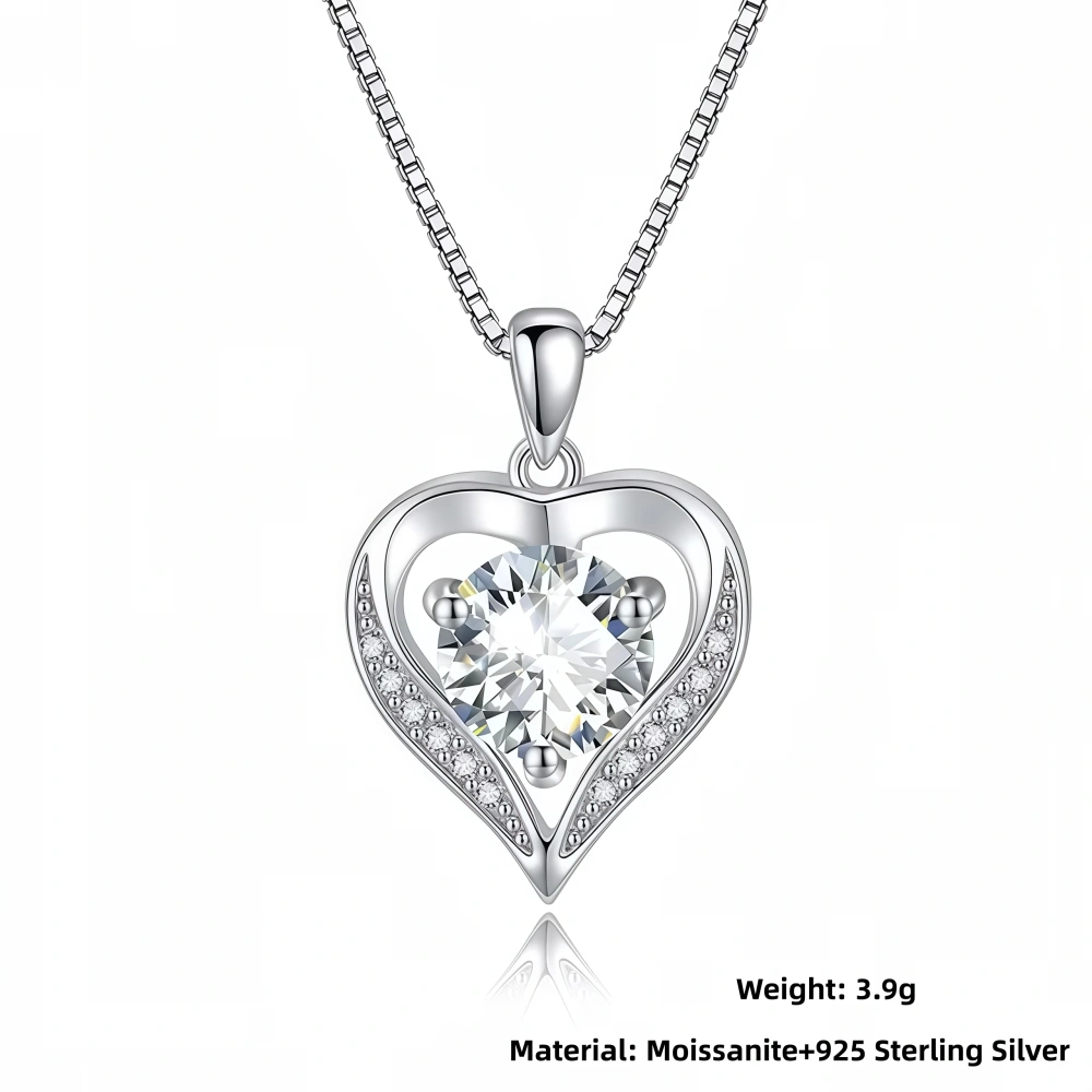 Veeie Veein Luxury Brand Best-Selling S925 Sterling Silver Necklace Moissanite Collarbone Chain For Women Heart-Shaped Eternal H
