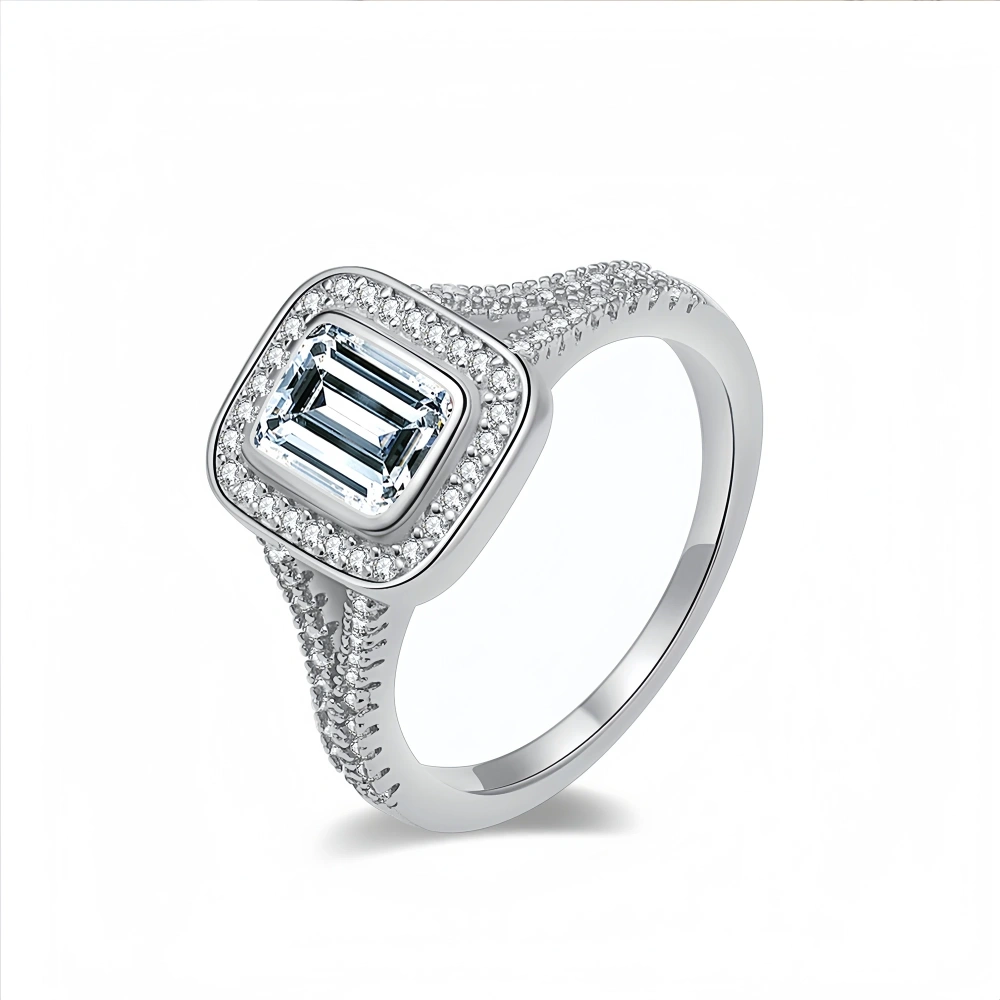 Veeie Veein Luxury Brand S925 Sterling Silver Ring 1 Carat Simple Fashion Moissanite GRA Certificate Women Ring Jewelry