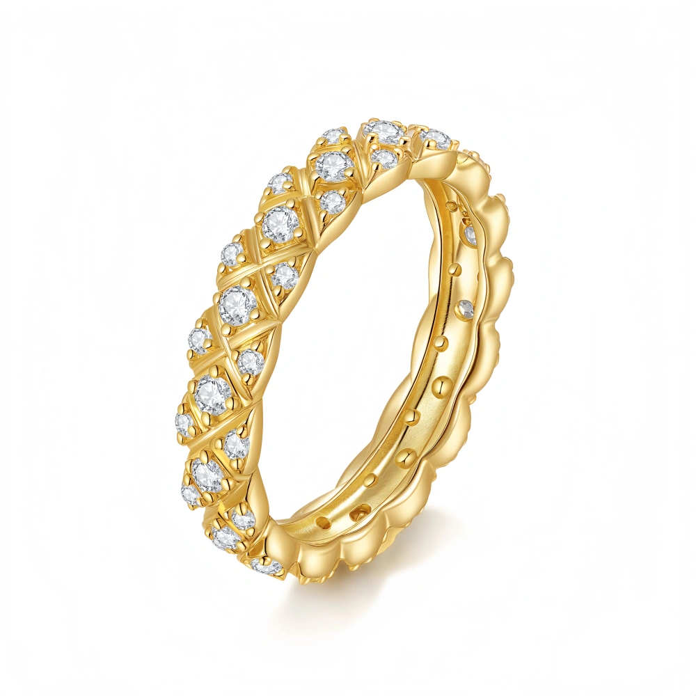 Veeie Veein Luxury Brand S925 Sterling Silver Ring GRA Certificate Moissanite Diamond-Patterned Women'S Style Accessory