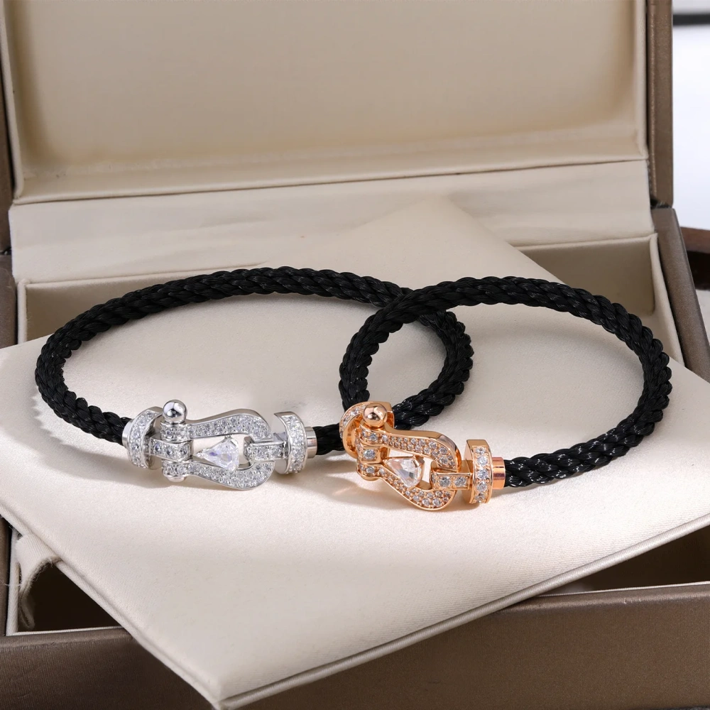 Mushan Luxury Brand Horseshoe Buckle Zircon Diamond Studded Bracelet Gold Plated 925 Sterling Silver Bracelet For Women Jewelry