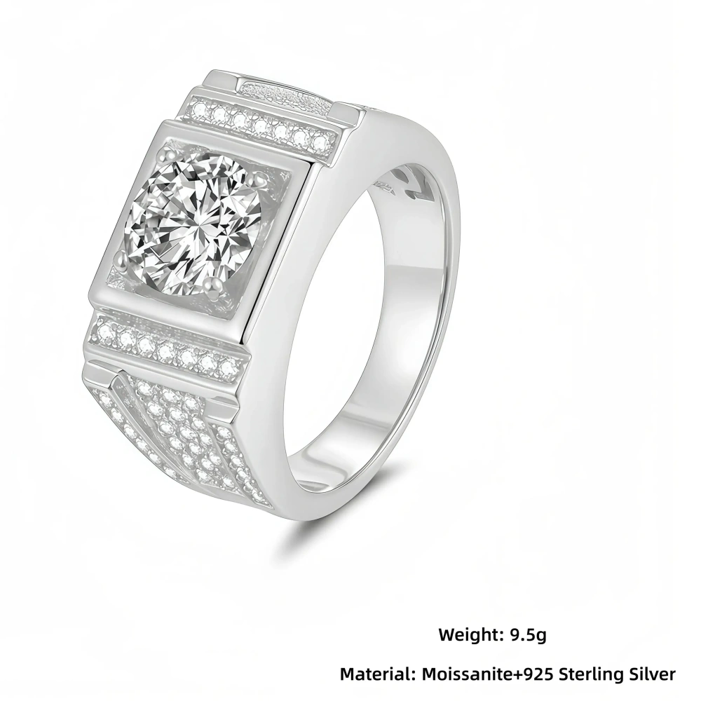 Veeie Veein Brand New Products S925 Sterling Silver 2-Carat Moissanite Ring GRA Certificate Light Luxury  Men Jewelry