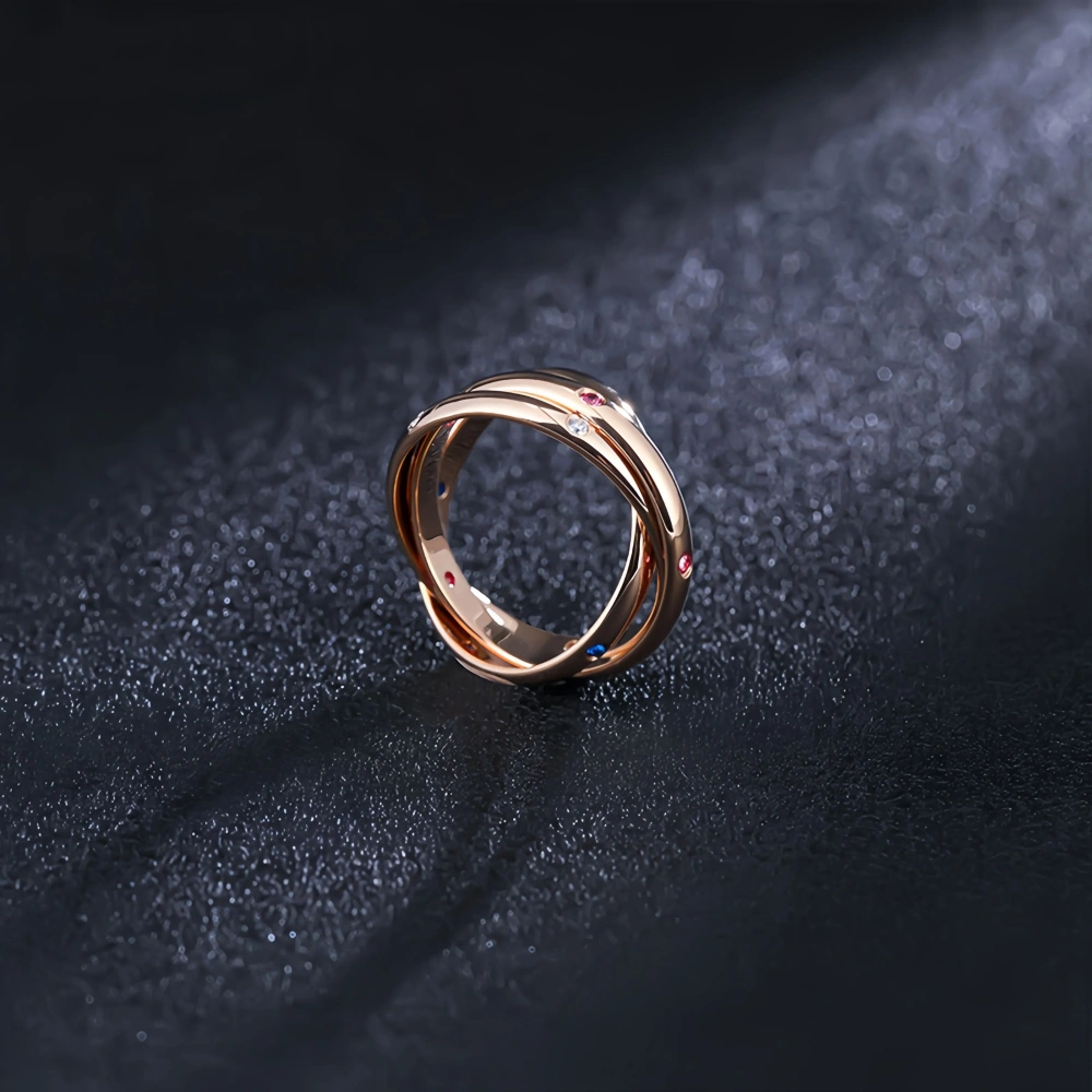 Mushan Luxury Brand Classic Three Ring With Interlocking Links  Cold Style Index Finger Ring For Women Fashion Ring Jewelry