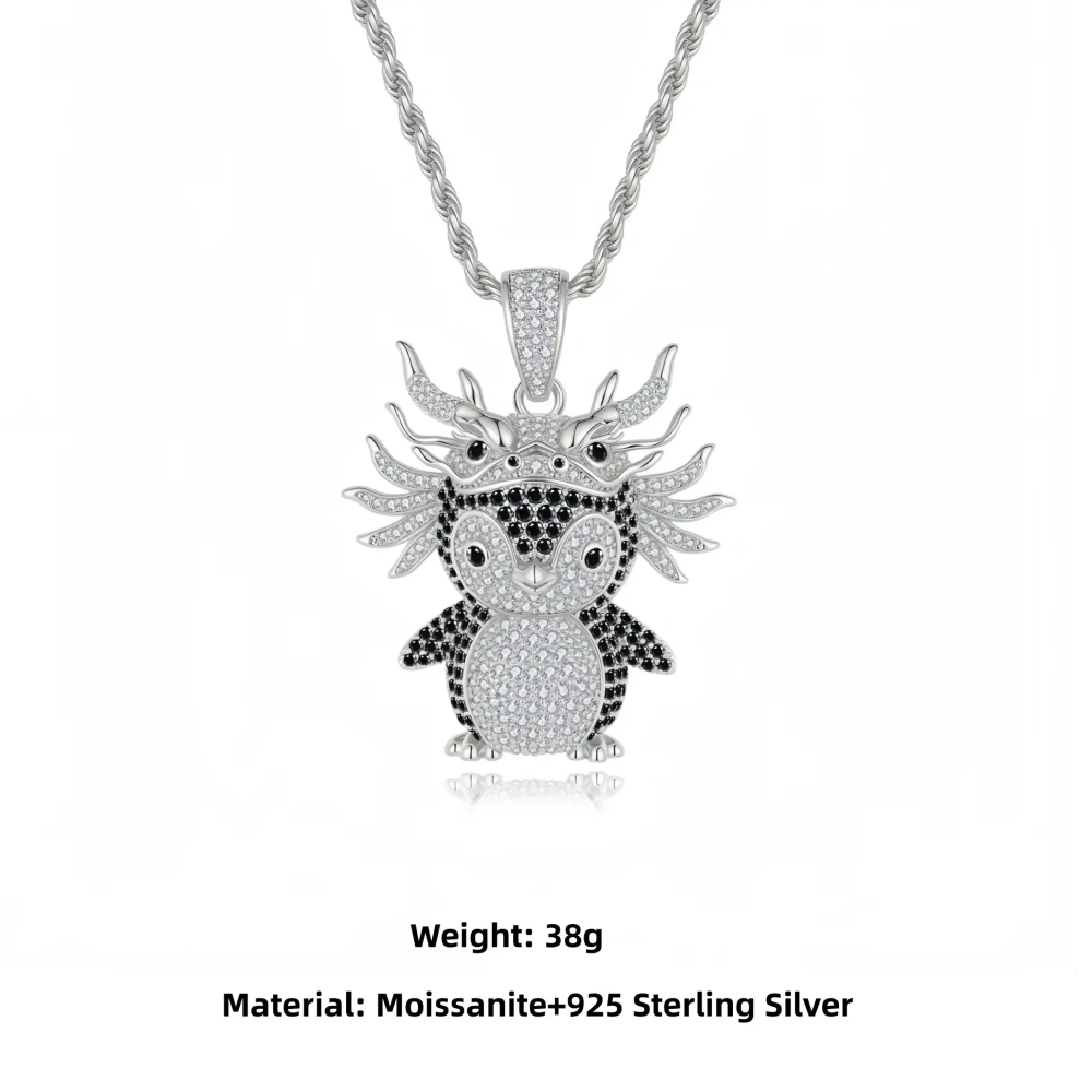 Veeie Veein Luxury Brand  S925 Sterling Silver Necklace Qilin Dragon Head Penguin GRA Certificate Fashion Necklace Jewelry