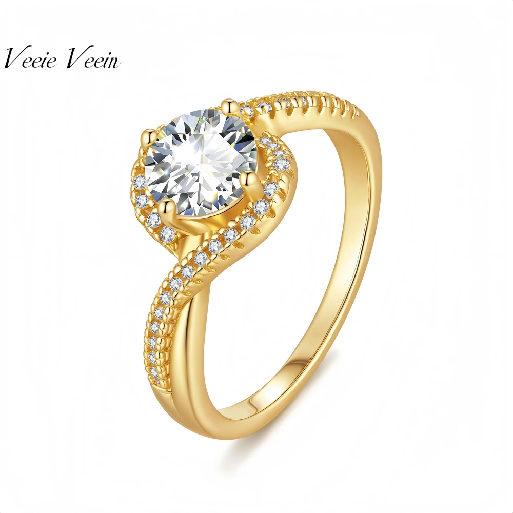 Veeie Veein Luxury Brand Designer Fashion S925 Sterling Silver Ring Moissanite GRA 1-Carat Ring Trend Ring Jewelry