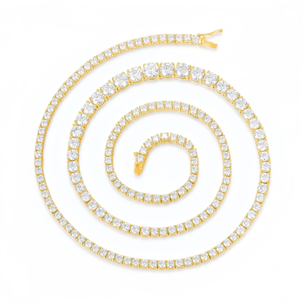 Veeie Veein Luxury Brand S925 Sterling Silver Necklace Tennis Chain Collarbone Chain Gradient Hot-Selling Ins-Style Necklace