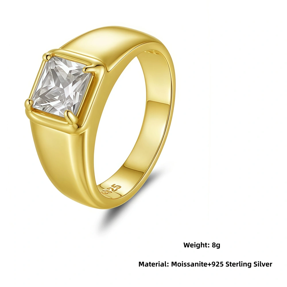 Veeie Veein Luxury Brand S925 Sterling Silver Set 2-Carat Princess Moissanite GRA Certificate Ring With Smooth Finish Ring