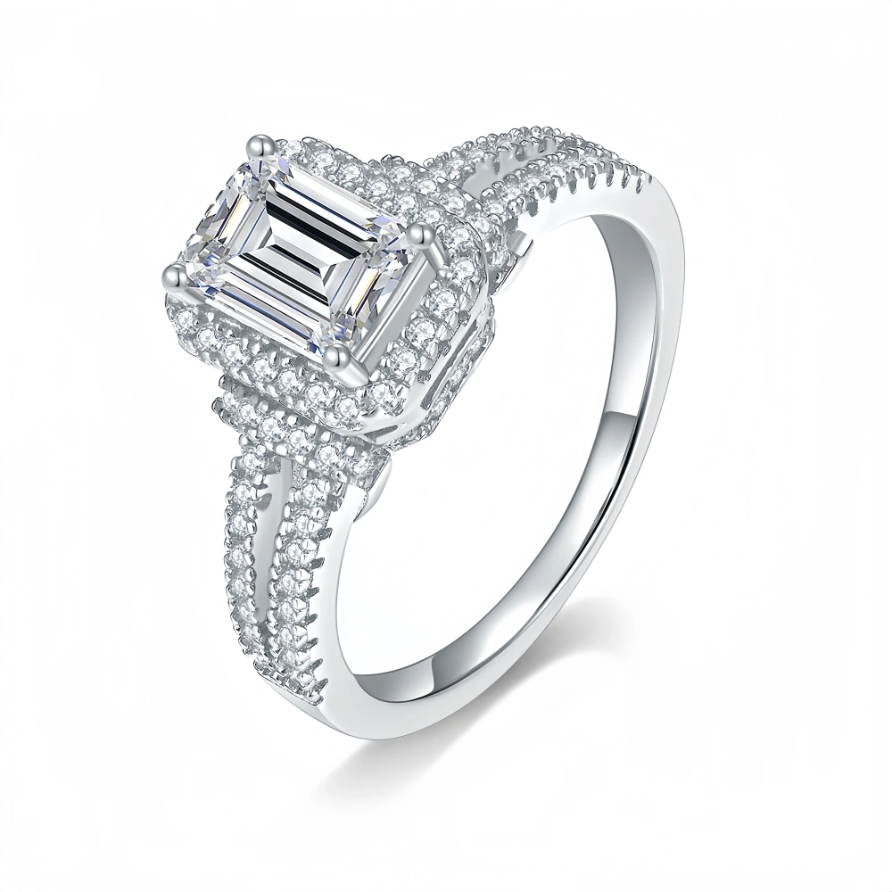 Veeie Veein Luxury Brand States S 925 Sterling Silver Party Ring GRA Certificate Female Inlay Mosang Ring Jewelry