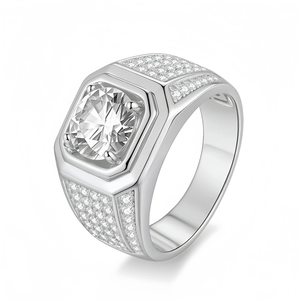 Veeie Veein Luxury Brand S925 Sterling Silver Luxury Brand Designer 2-Carat Moissanite Ring For High-End Man Ring Jewelry