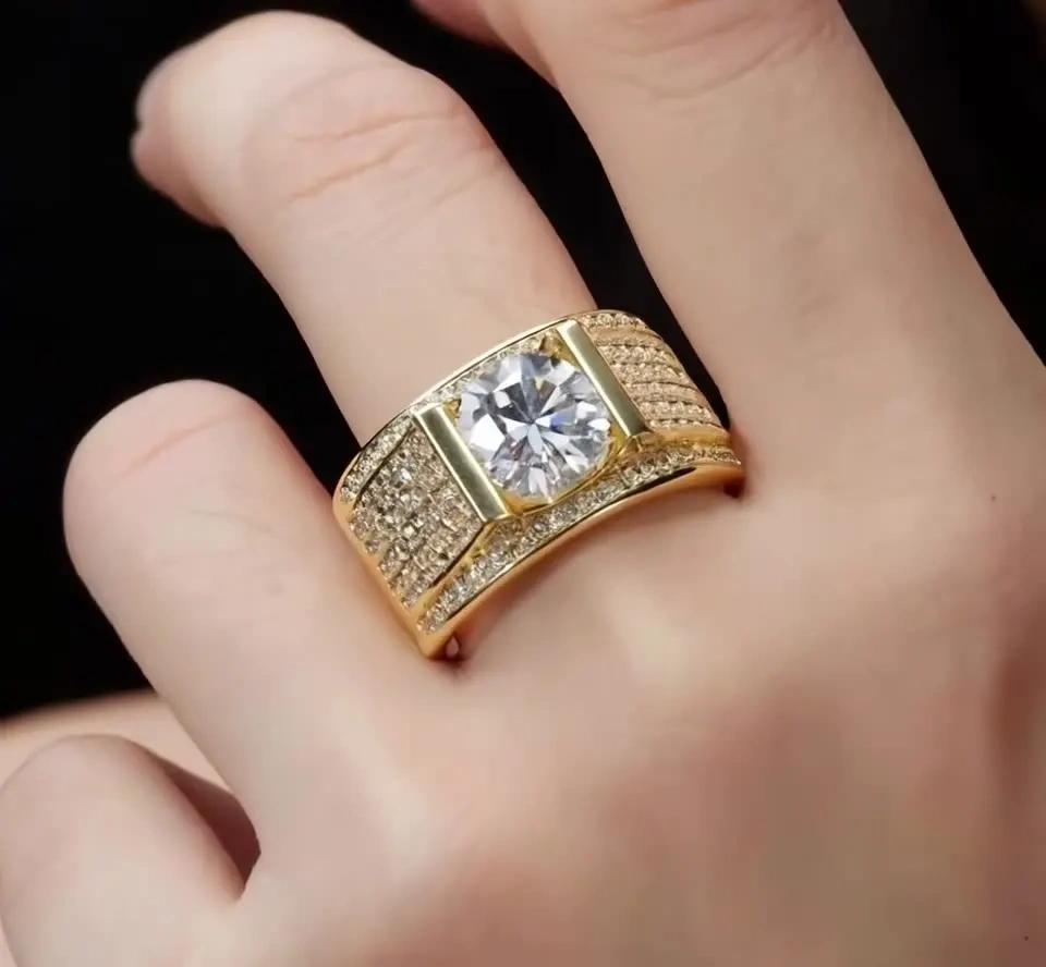 Veeie Veein Luxury Brand S925 Sterling Silver Ring GRA Certificate Rare 3-Carat Moissanite Wide Version With  Men Jewelry