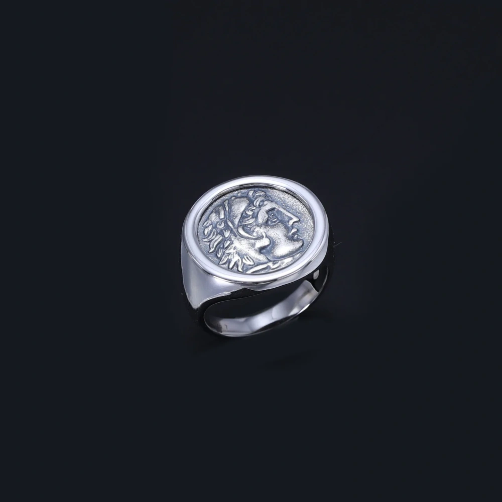 Mushan Luxury Brand Best-Selling Item On Xiaohongshu, The Hercules Ancient Coin Ring S925 Sterling Silver Jewelry