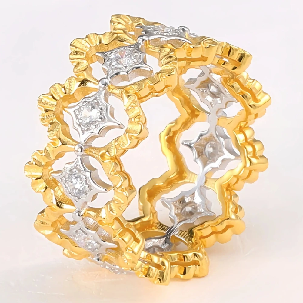 Mushan Luxury Brand S925 925 Sterling Silver Ring 18K Gold Plated Star Hollow Ring Fashion Jewelry Accessories