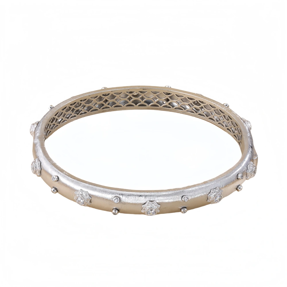 Mushan Luxury Brand Live-Streaming Bestseller: Italian Pure Silver Brushed Bracelet For Women, Diamond-Encrusted Clasp Bracelet