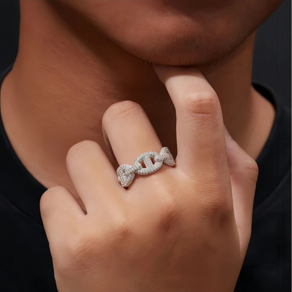 Veeie Veein Luxury Brand Moissanite Ring S925 Sterling Silver GRA Certificate Ring Trendy Accessory For Men'S Pig Noses