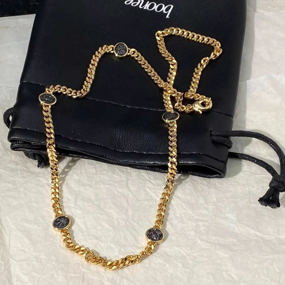 Mushan Luxury Brand High Quality Pure Silver Light Luxury Cuban Chain Necklace And A Golden Collarbone Chain Necklace Jewelry